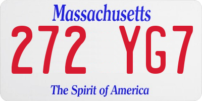 MA license plate 272YG7
