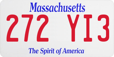 MA license plate 272YI3
