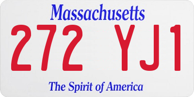 MA license plate 272YJ1