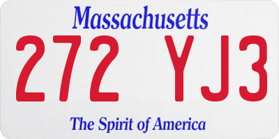 MA license plate 272YJ3
