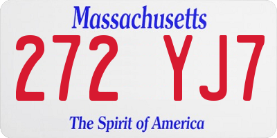 MA license plate 272YJ7