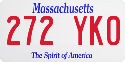 MA license plate 272YK0