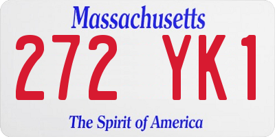 MA license plate 272YK1