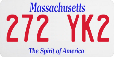 MA license plate 272YK2