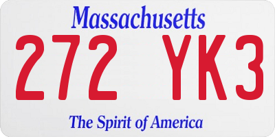 MA license plate 272YK3