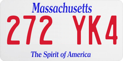 MA license plate 272YK4
