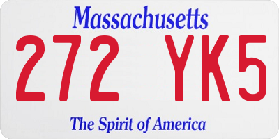 MA license plate 272YK5