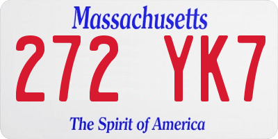 MA license plate 272YK7
