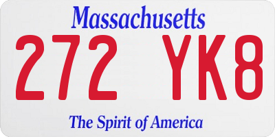 MA license plate 272YK8