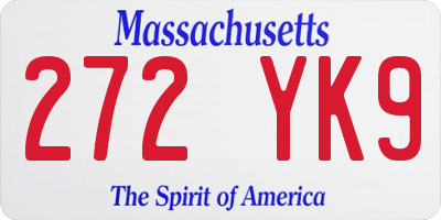 MA license plate 272YK9
