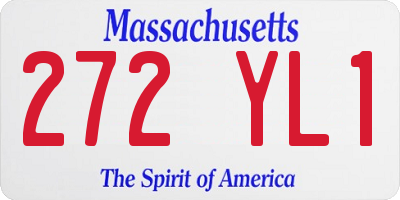 MA license plate 272YL1