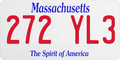 MA license plate 272YL3