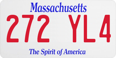 MA license plate 272YL4