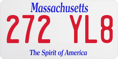 MA license plate 272YL8