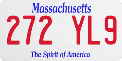 MA license plate 272YL9