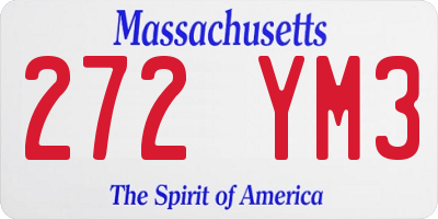MA license plate 272YM3
