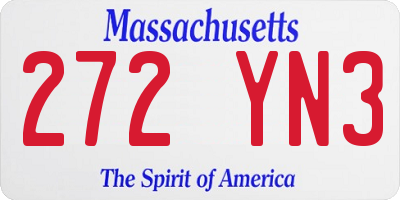 MA license plate 272YN3