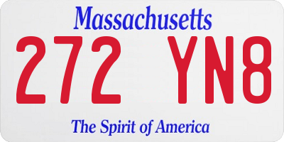 MA license plate 272YN8