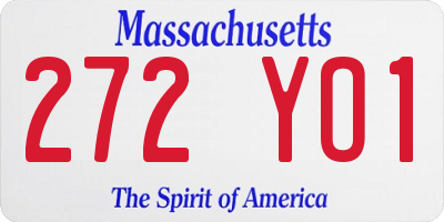 MA license plate 272YO1