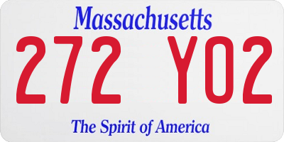 MA license plate 272YO2