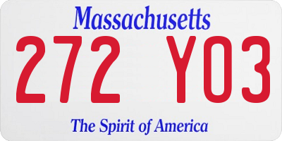 MA license plate 272YO3