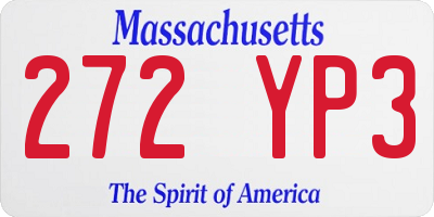 MA license plate 272YP3