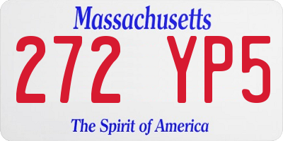 MA license plate 272YP5
