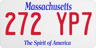 MA license plate 272YP7