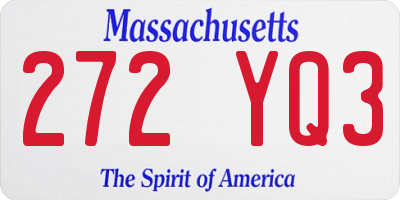 MA license plate 272YQ3