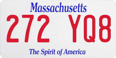 MA license plate 272YQ8