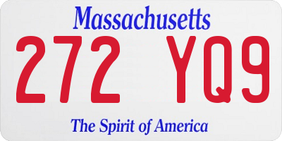 MA license plate 272YQ9