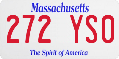 MA license plate 272YS0