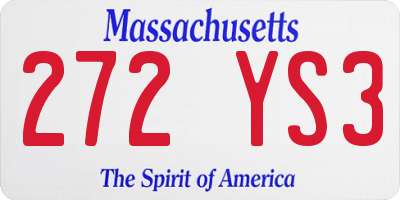 MA license plate 272YS3