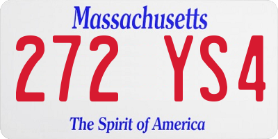MA license plate 272YS4