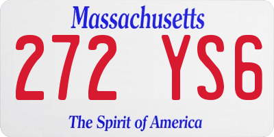 MA license plate 272YS6