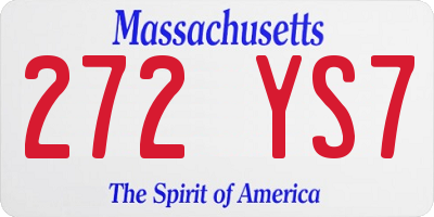 MA license plate 272YS7
