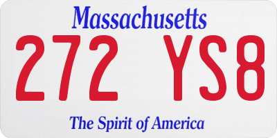 MA license plate 272YS8