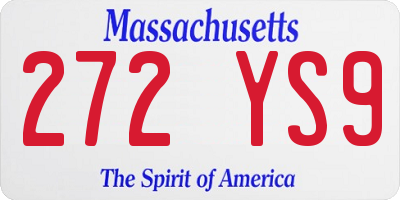 MA license plate 272YS9