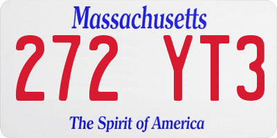 MA license plate 272YT3