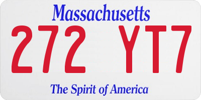 MA license plate 272YT7