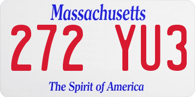 MA license plate 272YU3