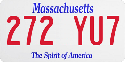 MA license plate 272YU7