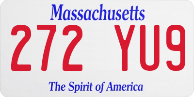 MA license plate 272YU9