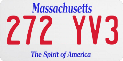 MA license plate 272YV3