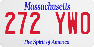 MA license plate 272YW0