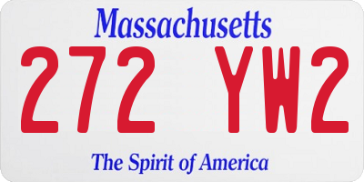 MA license plate 272YW2