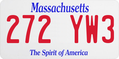 MA license plate 272YW3