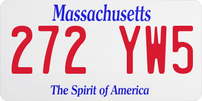 MA license plate 272YW5
