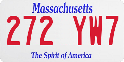 MA license plate 272YW7