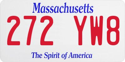 MA license plate 272YW8